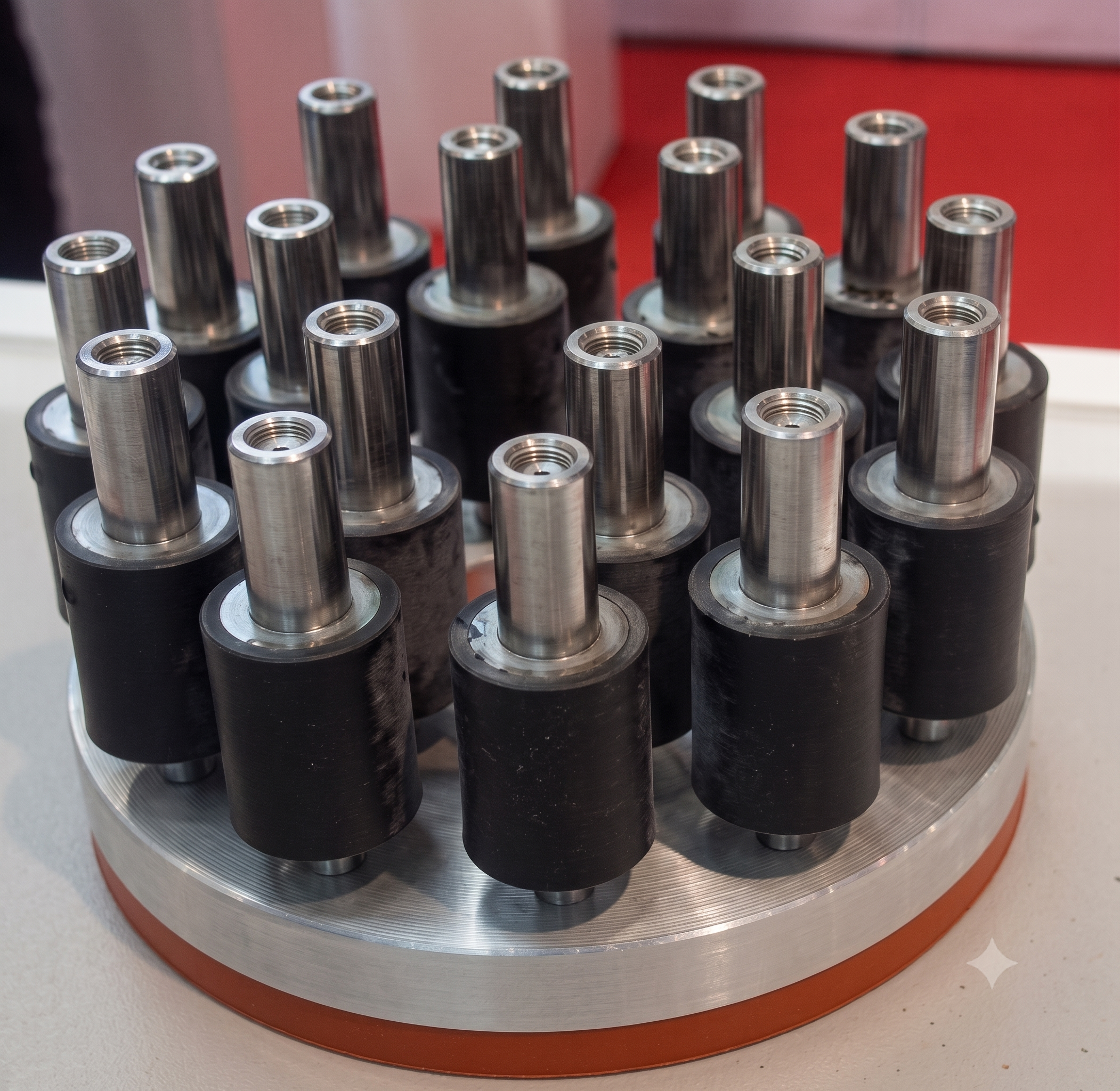 Stahlpins auf Tellerbürsten